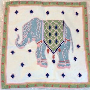 Extra Large Embroidered Elephant Decorative Pillow Cover
